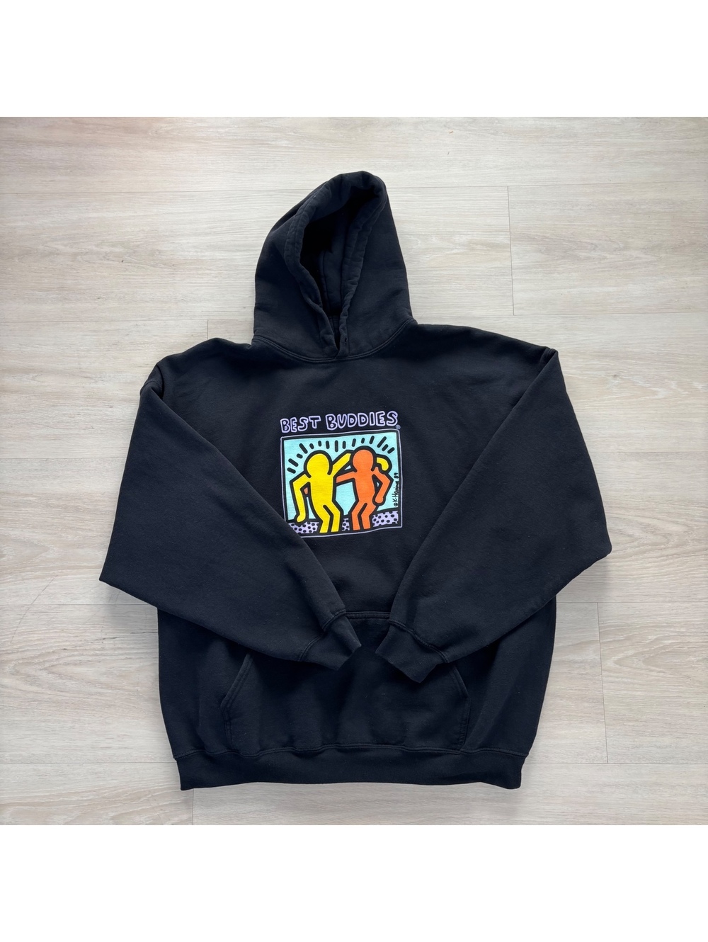 Keith Haring Best Buddies Hoodie Black Pop Art Graphic Streetwear Pullover